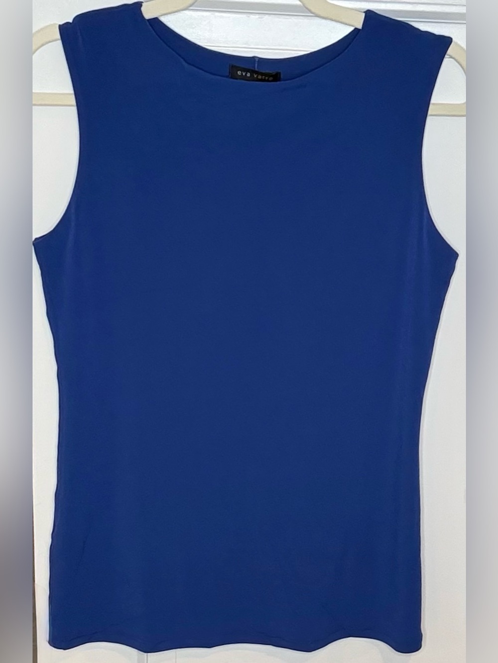 NWT Eva Varro Monarch Blue Sleeveless Lined Top size M Made USA